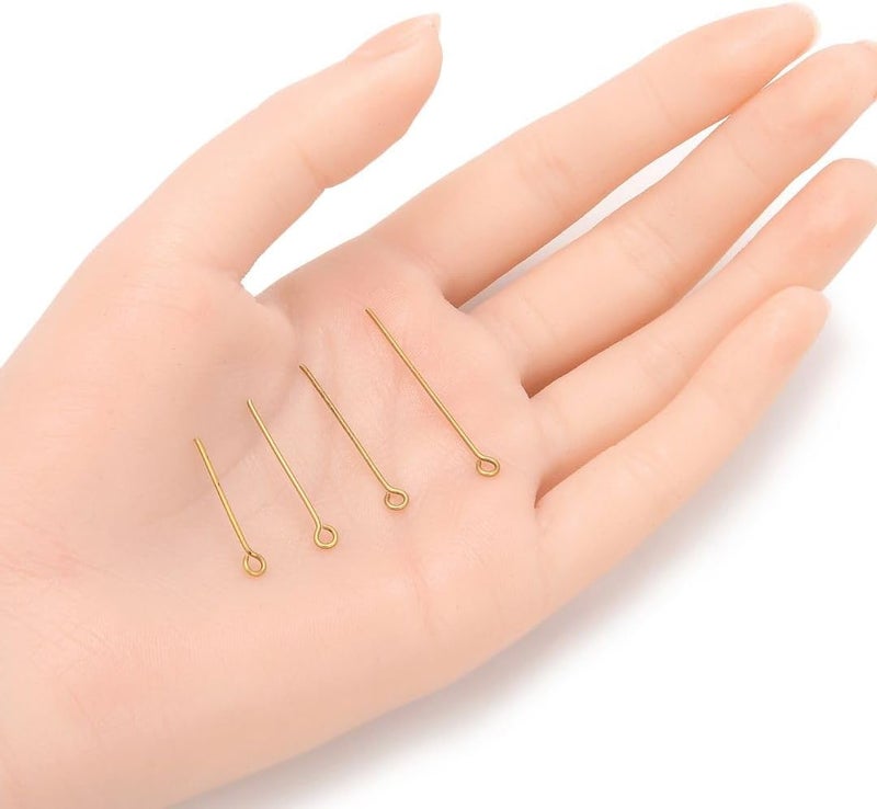 Adabele 400pcs Raw Brass Eye Pins Eyepin 22mm/0.87 Inch Unplated/Uncoated (0.8mm/20 Gauge) for Jewelry Beading Craft Making CX66-22 - Image 2